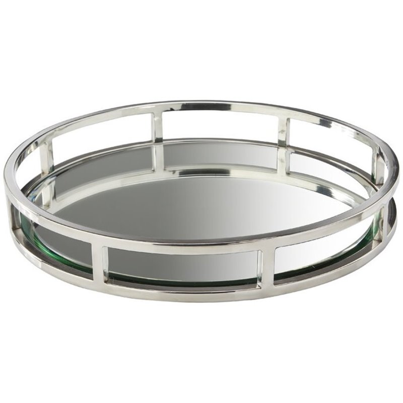 Uptown Club Celtic Round Decorative Mirrored Serving Tray in Silver