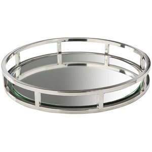 Uptown Club Celtic Round Decorative Mirrored Serving Tray in Silver