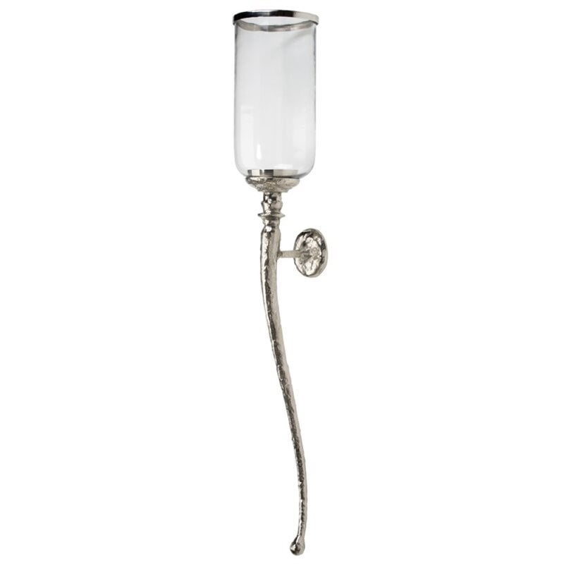Uptown Club Chervil Transitional Glass Antique Wall Sconce in Silver