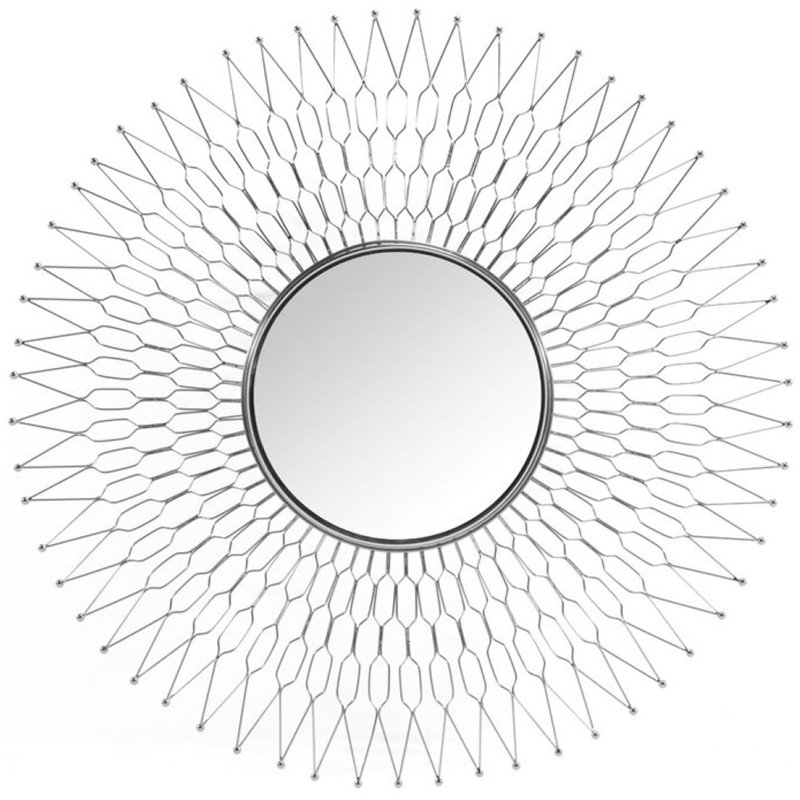 Uptown Club Athena Contemporary Sunburst Frame Decorative Wall Mirror in Silver