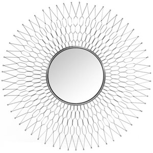 Uptown Club Athena Contemporary Sunburst Frame Decorative Wall Mirror in Silver