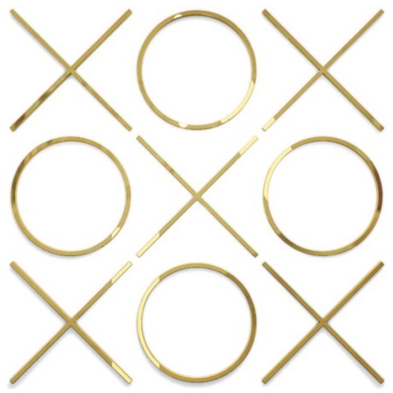 Uptown Club 9 Piece Large Metal Tic Tac Toe Wall Sculpture Set in Gold