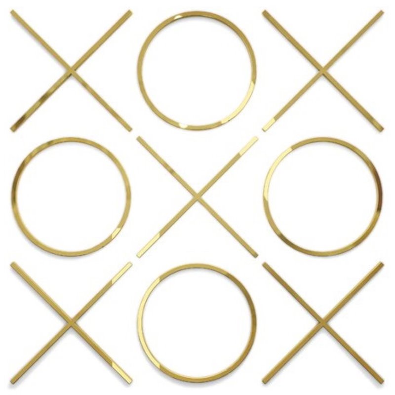 Uptown Club 9 Piece Small Metal Tic Tac Toe Wall Sculpture Set in Gold