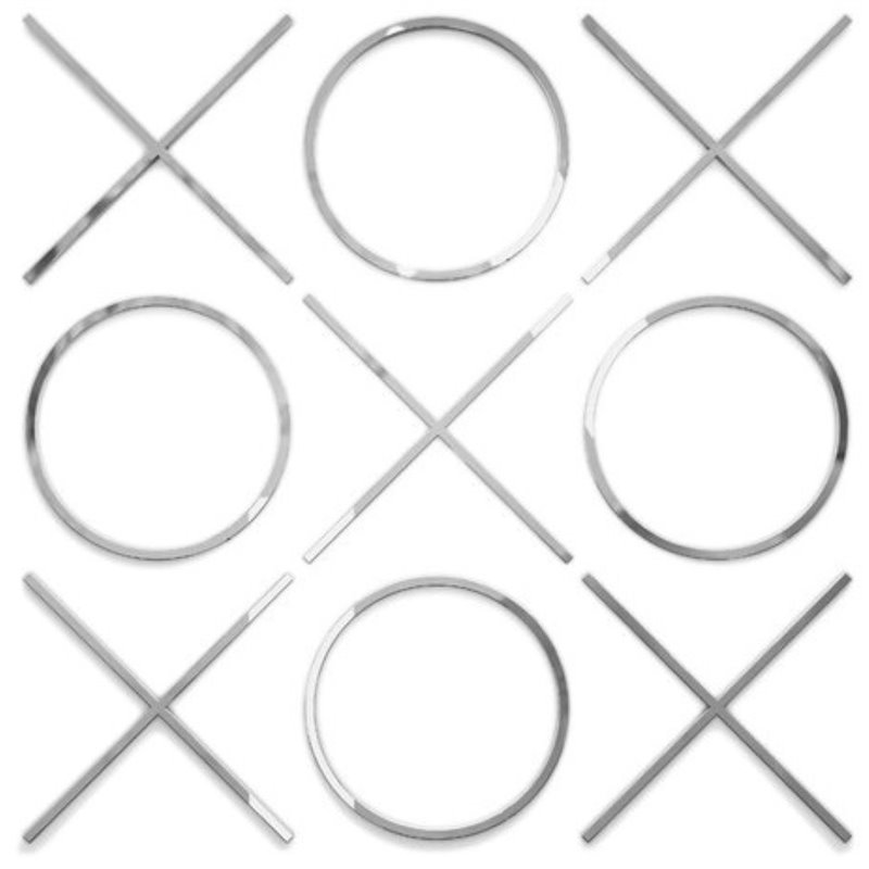 Uptown Club 9 Piece Large Metal Tic Tac Toe Wall Sculpture Set in Silver