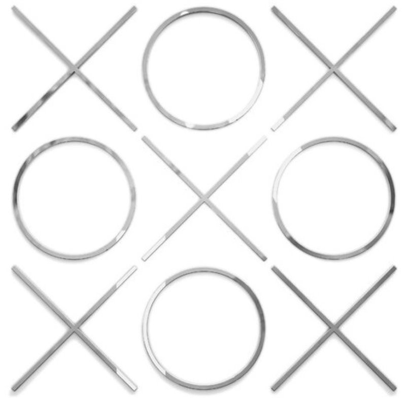 Uptown Club 9 Piece Small Metal Tic Tac Toe Wall Sculpture Set in Silver