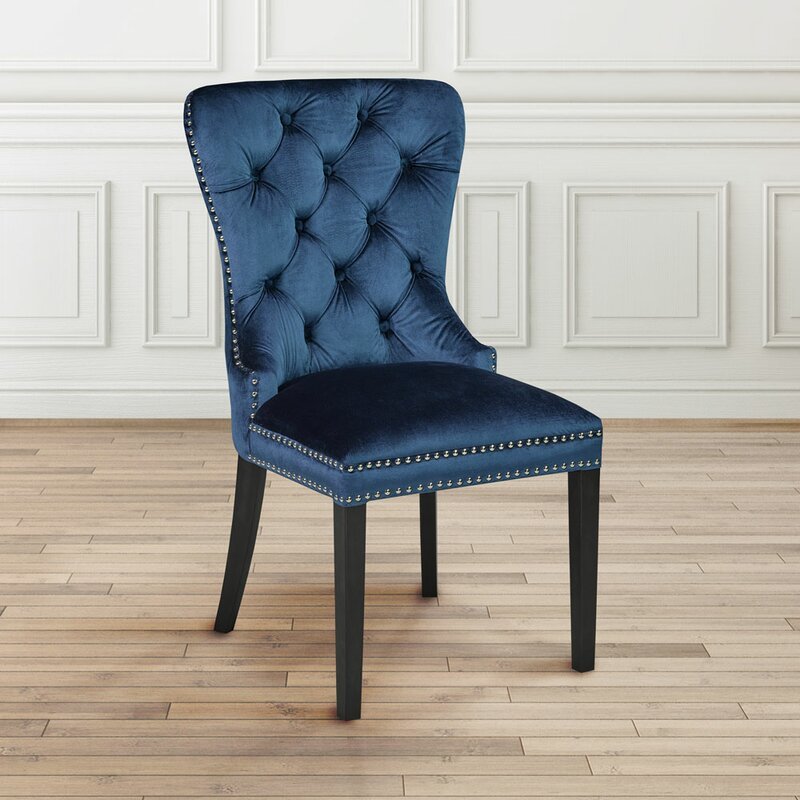 Uptown Club Norfolk Dining Chair in Blue Velvet