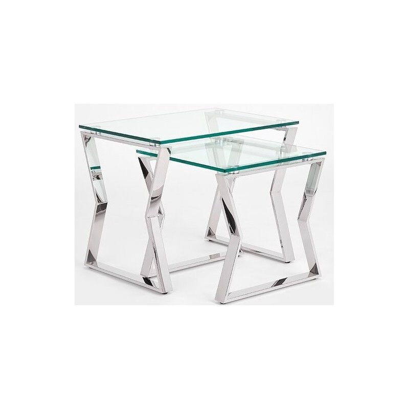 Uptown Club Lily Stainless Steel End Table in Silver