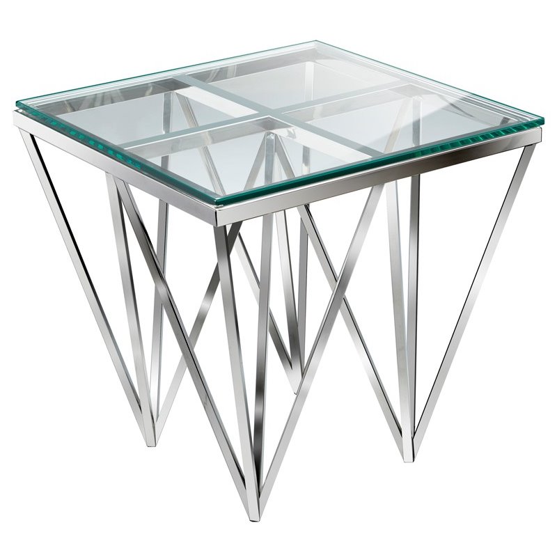 Uptown Club Joel Stainless Steel End Table in Silver