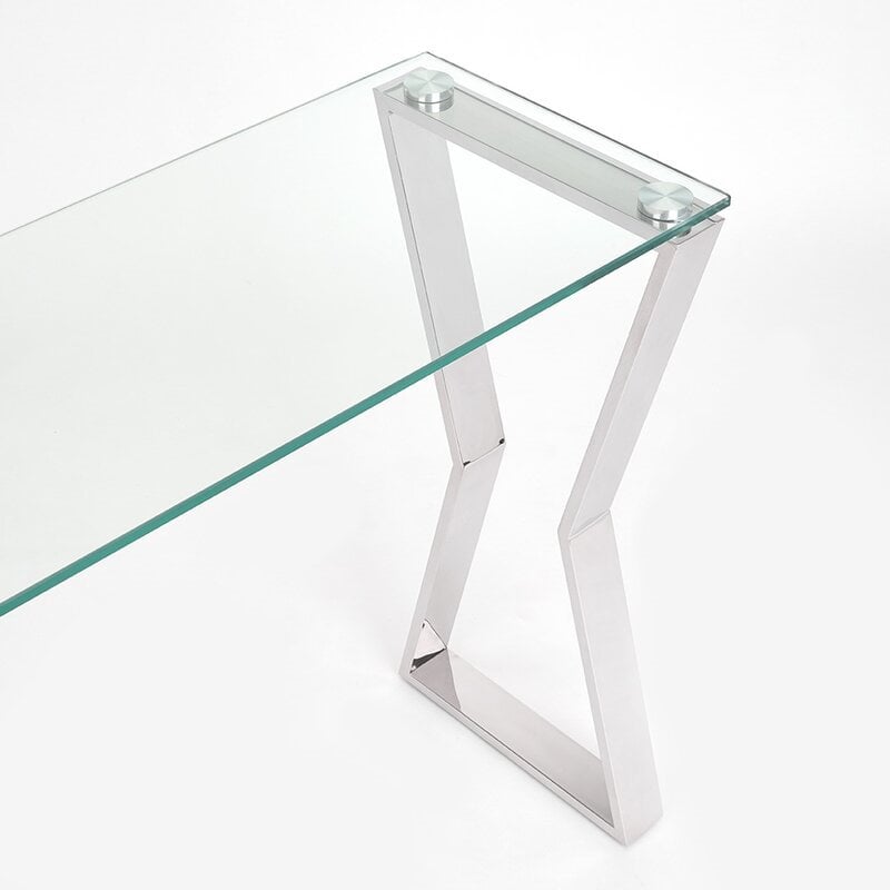 Uptown Club Lily Stainless Steel Console Table in Silver