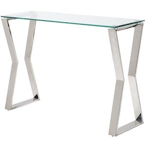 Uptown Club Lily Stainless Steel Console Table in Silver