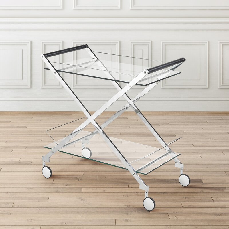 Uptown Club Otis Stainless Steel Bar Cart in Silver