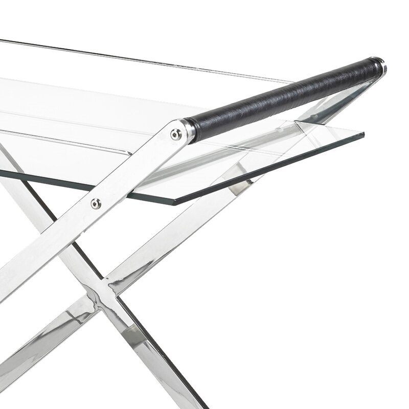 Uptown Club Otis Stainless Steel Bar Cart in Silver