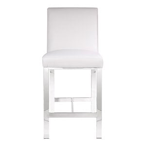 Uptown Club Supreme 26&quot Faux Leather and Stainless Steel Counter Stool in White