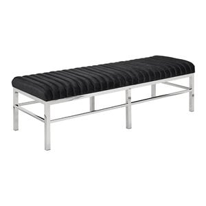 Uptown Club Dover 18&quot Modern Velvet Bench w/ High-Quality Craftsmanship in Black