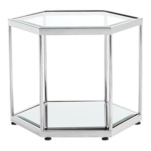 Uptown Club Stout Hexagon Modern Stainless Steel End Table in Silver