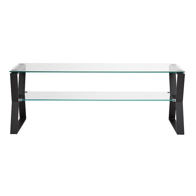 Uptown Club Ark Metal and Tempered Glass Top TV Table/Media Stand in Black