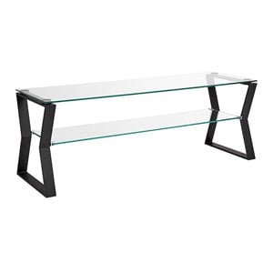 Uptown Club Ark Metal and Tempered Glass Top TV Table/Media Stand in Black