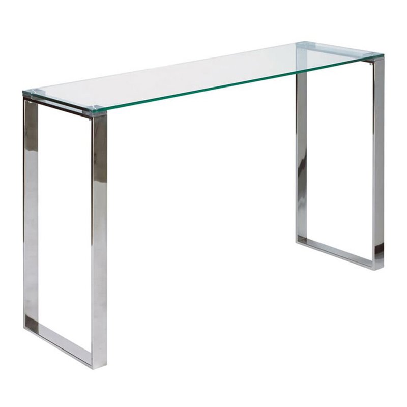 Uptown Club Farmer Transitional Stainless Steel Console in Silver