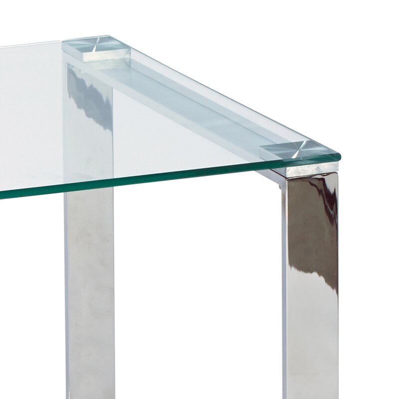 Uptown Club Farmer Transitional Stainless Steel End Table in Silver