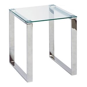 Uptown Club Farmer Transitional Stainless Steel End Table in Silver
