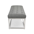 Home Gear Mobi Contemporary Faux Leather Tufted Bench in Light Gray