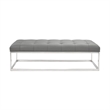 Home Gear Mobi Contemporary Faux Leather Tufted Bench in Light Gray