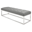 Home Gear Mobi Contemporary Faux Leather Tufted Bench in Light Gray
