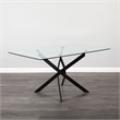 Uptown Club Ida Rectangular Metal Dining Table with Glass Top in Black