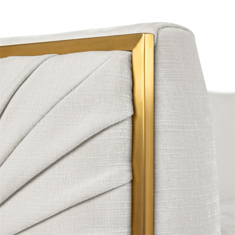 Uptown Club Lake Fabric Upholstered Sofa with Arms in Rich Beige and Gold