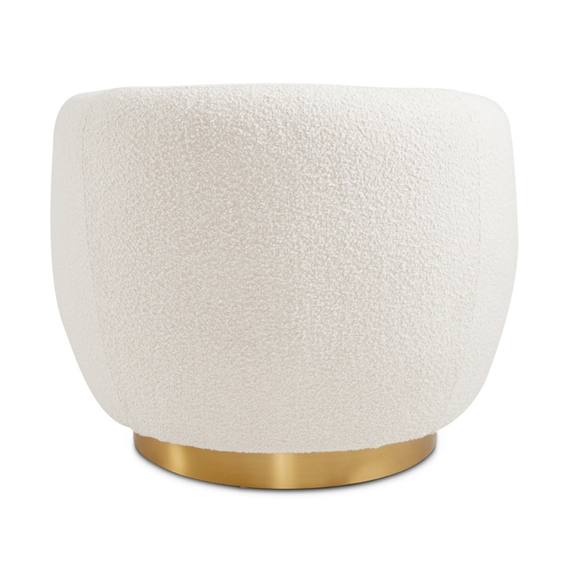 Uptown Club Al Swivel Barrel Boucle Fabric/Metal Accent Chair in White/Gold