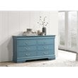 Glory Furniture Louis Phillipe 6 Drawer Dresser in Teal
