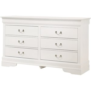 Glory Furniture Louis Phillipe 6 Drawer Dresser in White