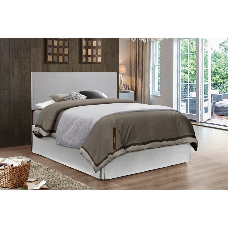 Glory Furniture Faux Leather Upholstered Queen Headboard in Light Gray