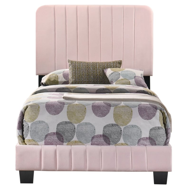 Glory Furniture Lodi Velvet Upholstered Twin Bed in Pink