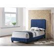 Glory Furniture Lodi Velvet Upholstered Twin Bed in Navy Blue