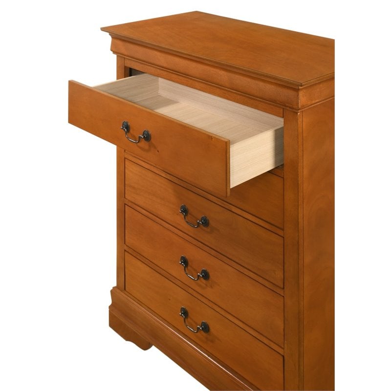 Glory Furniture Louis Phillipe 5-Drawers Bedroom Chest in Oak