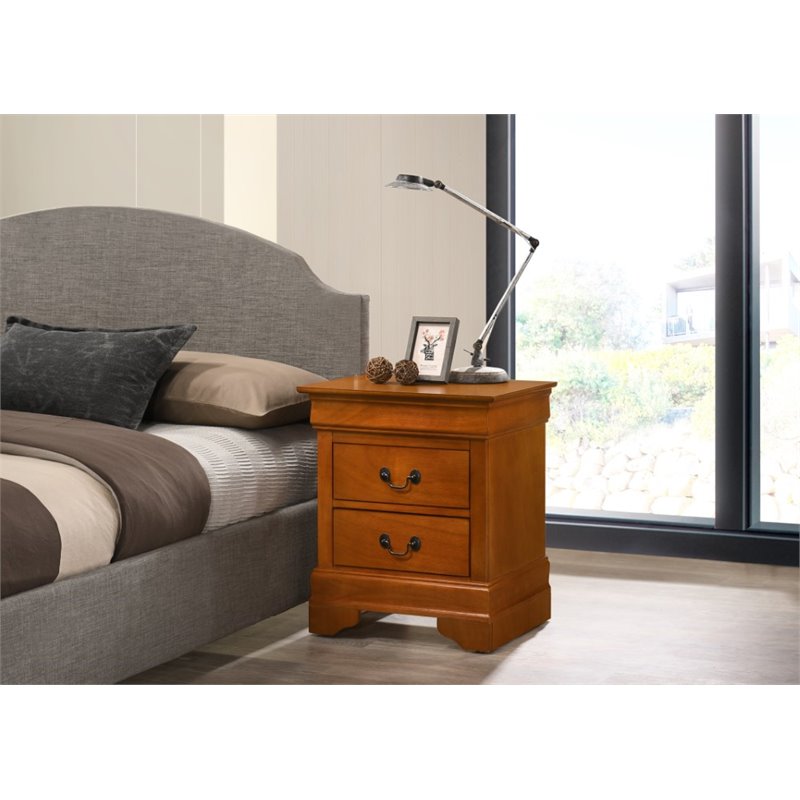 Glory Furniture Louis Phillipe 2 Drawer Nightstand in Oak