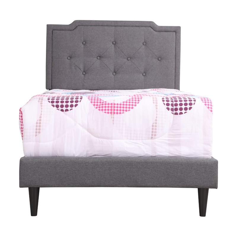 Glory Furniture Deb Fabric Upholstered Twin Bed in Gray