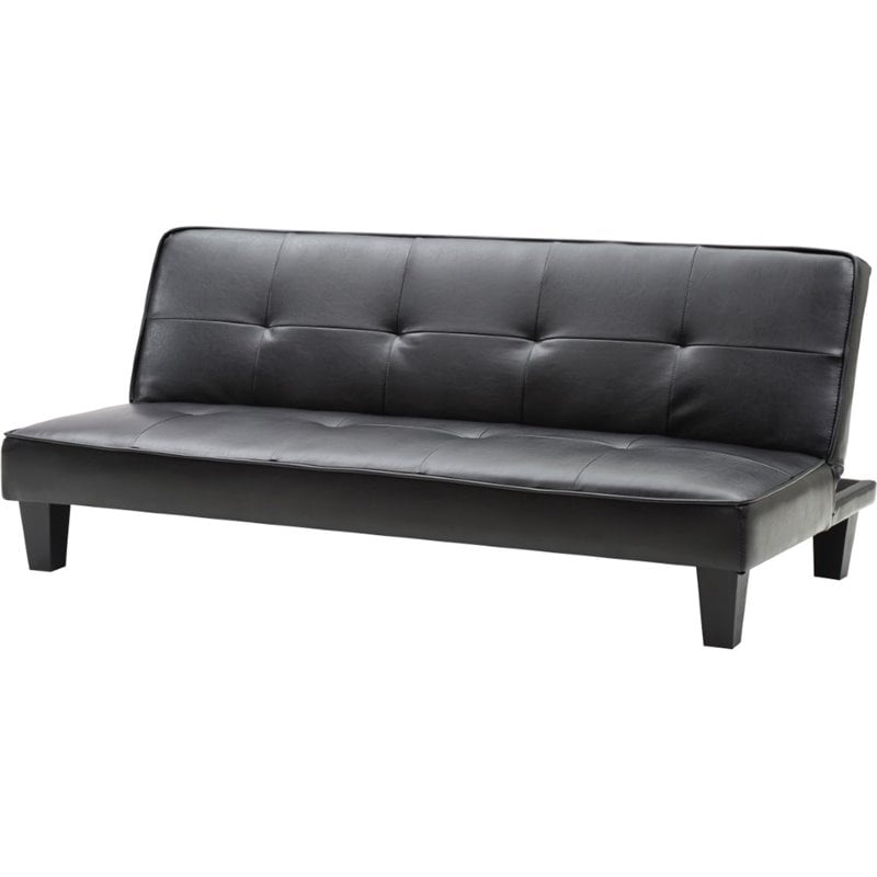 Glory Furniture Alan Faux Leather Sleeper Sofa in Black