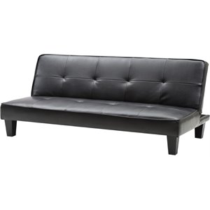 Glory Furniture Alan Faux Leather Sleeper Sofa in Black