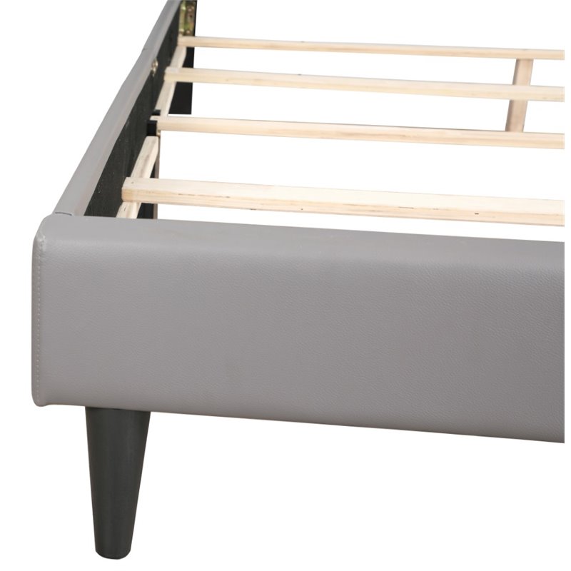 Glory Furniture Deb Faux Leather Upholstered Queen Bed in Light Gray