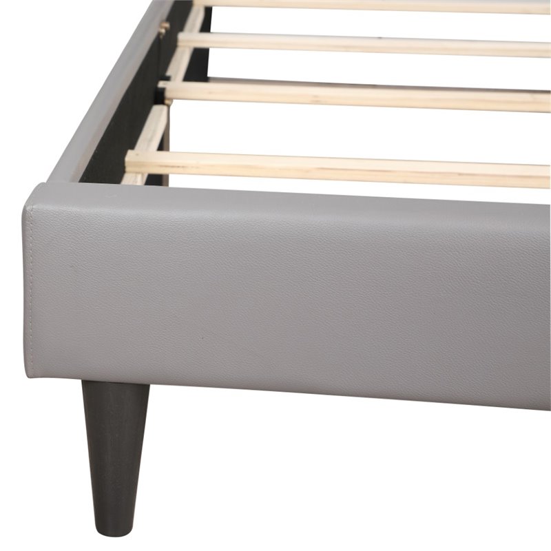 Glory Furniture Deb Faux Leather Upholstered Twin Bed in Light Gray