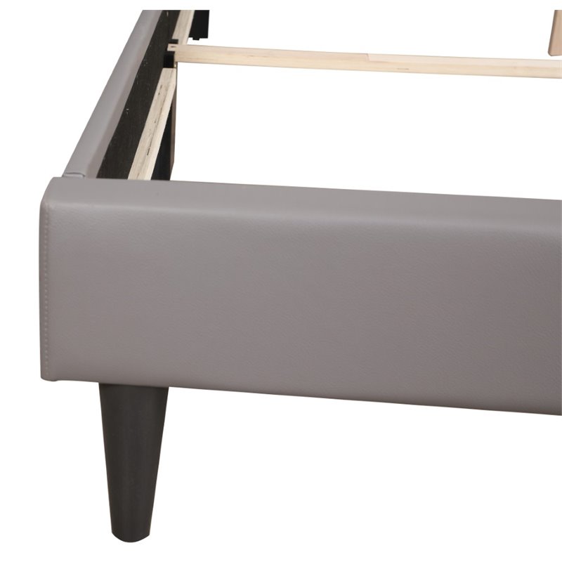 Glory Furniture Deb Faux Leather Upholstered Queen Bed in Light Gray