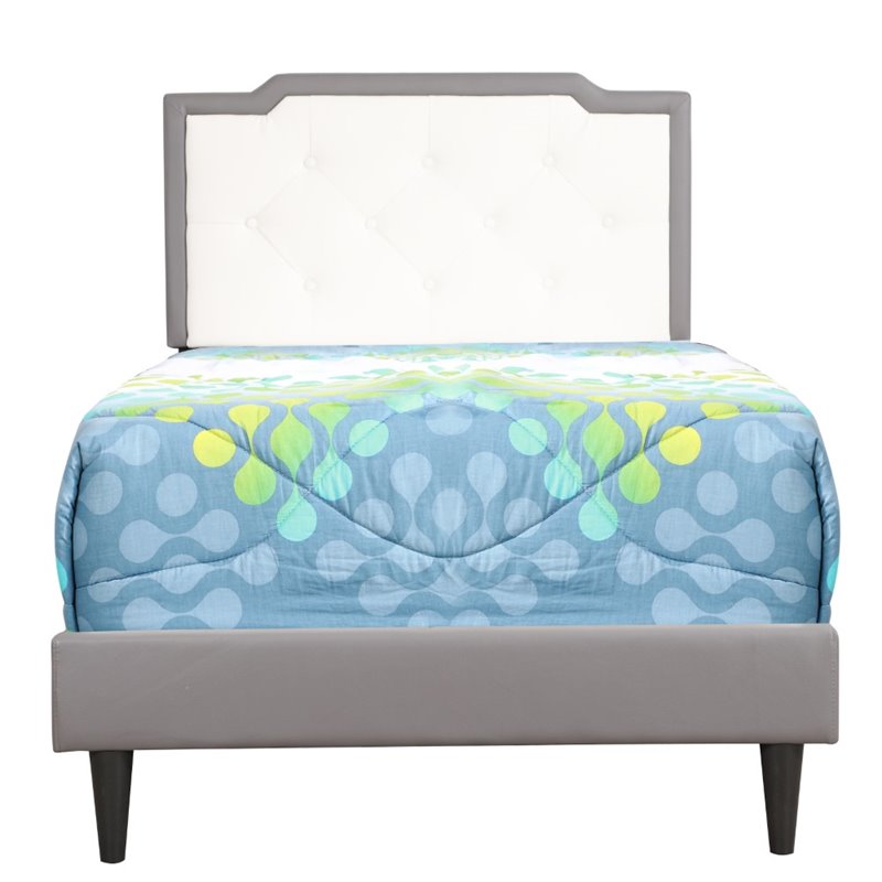 Glory Furniture Deb Faux Leather Upholstered Twin Bed in Light Gray