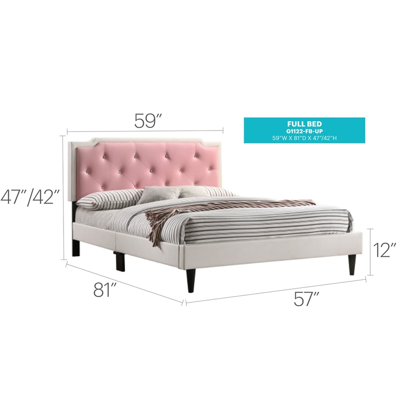 Glory Furniture Deb Faux Leather Upholstered Full Bed in White