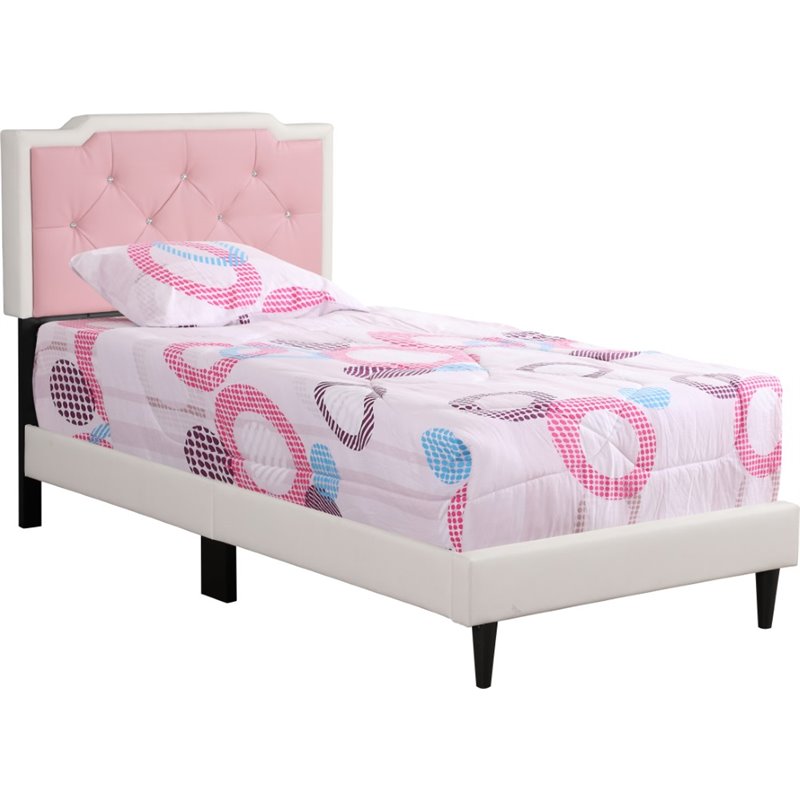 Glory Furniture Deb Faux Leather Upholstered Twin Bed in White