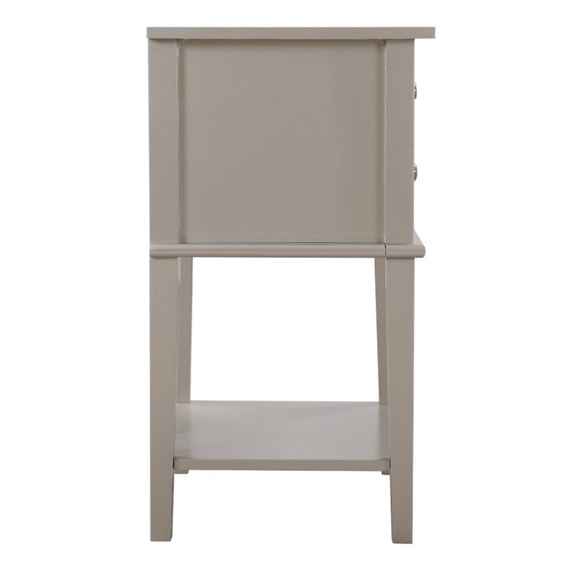 Glory Furniture Newton 2 Drawer Nightstand in Silver Champagne