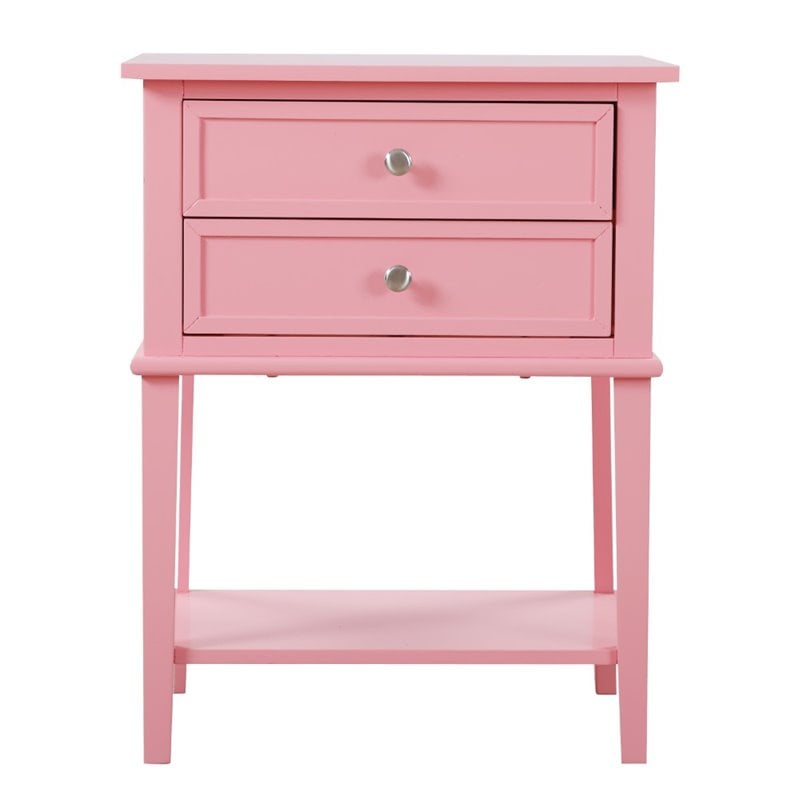 Glory Furniture Newton 2 Drawer Nightstand in Pink