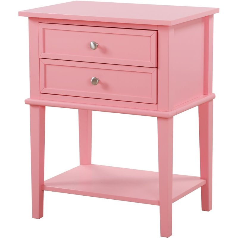 Glory Furniture Newton 2 Drawer Nightstand in Pink