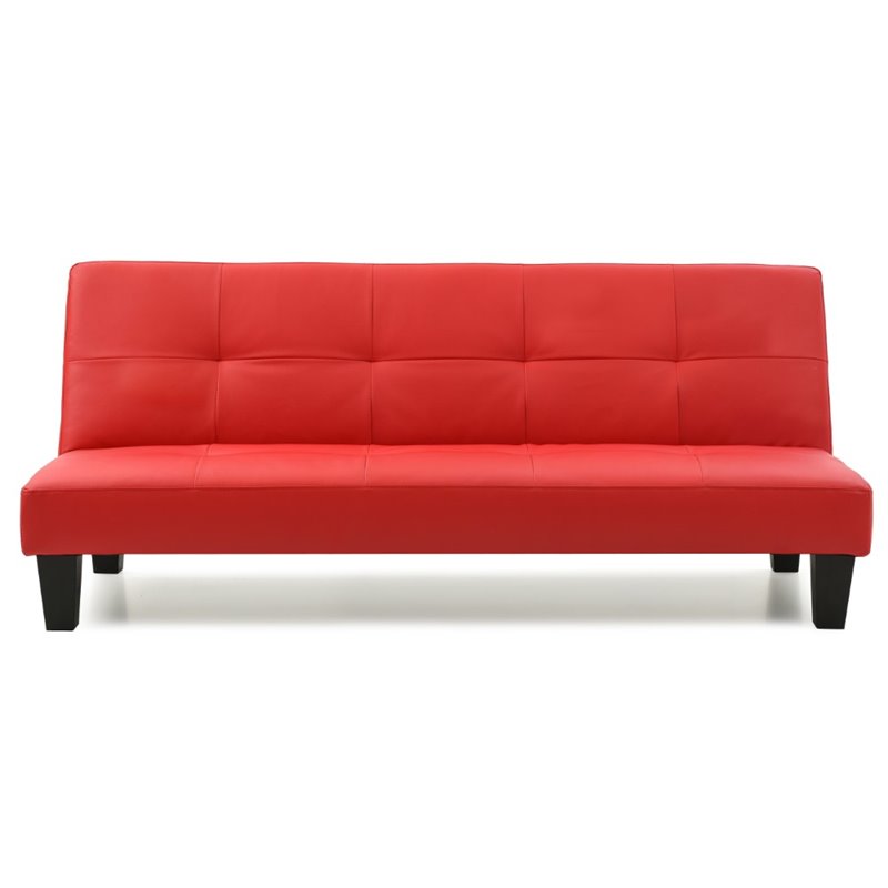 Glory Furniture Alan Faux Leather Sleeper Sofa in Red